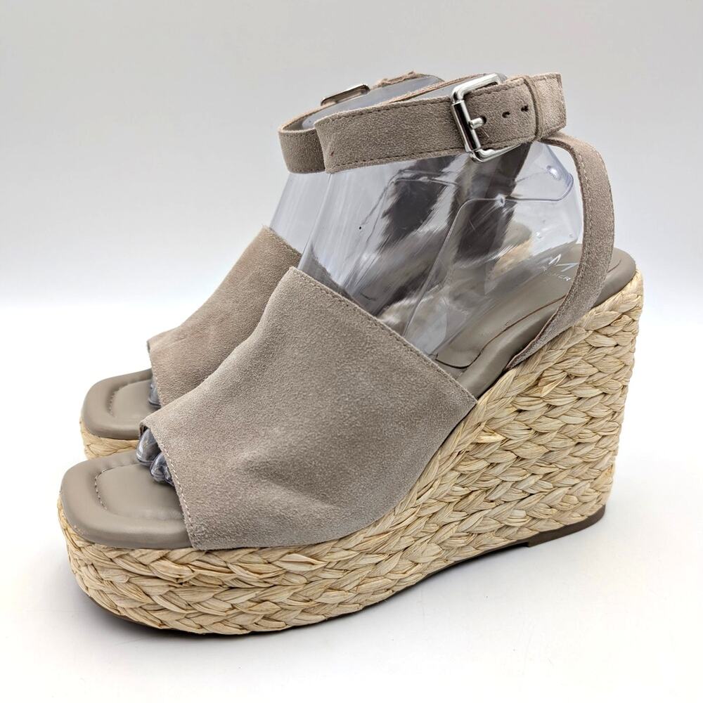 Marc Fisher LTD Nelly Wedge Espadrilles Sandal Women's Gray Size US9.5M EU40.5